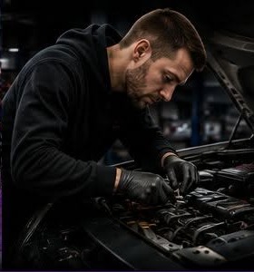 Hands-on work under the bonnet at Sam's Service and Repair.